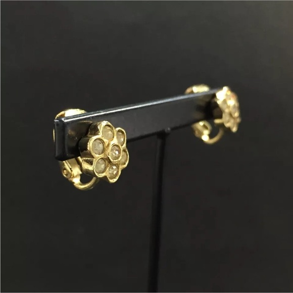 Christian Dior Rhinestone Gold Tone Earrings - Picture 3 of 9